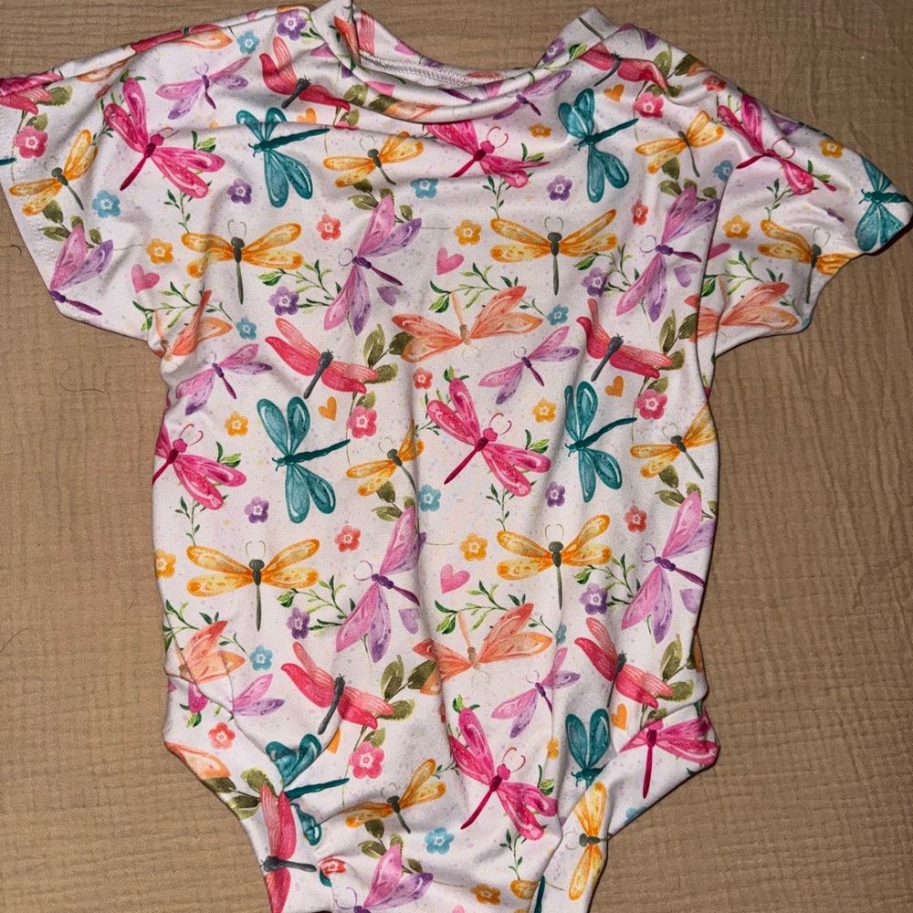 Handmade Colorful Dragonfly Tshirt Romper